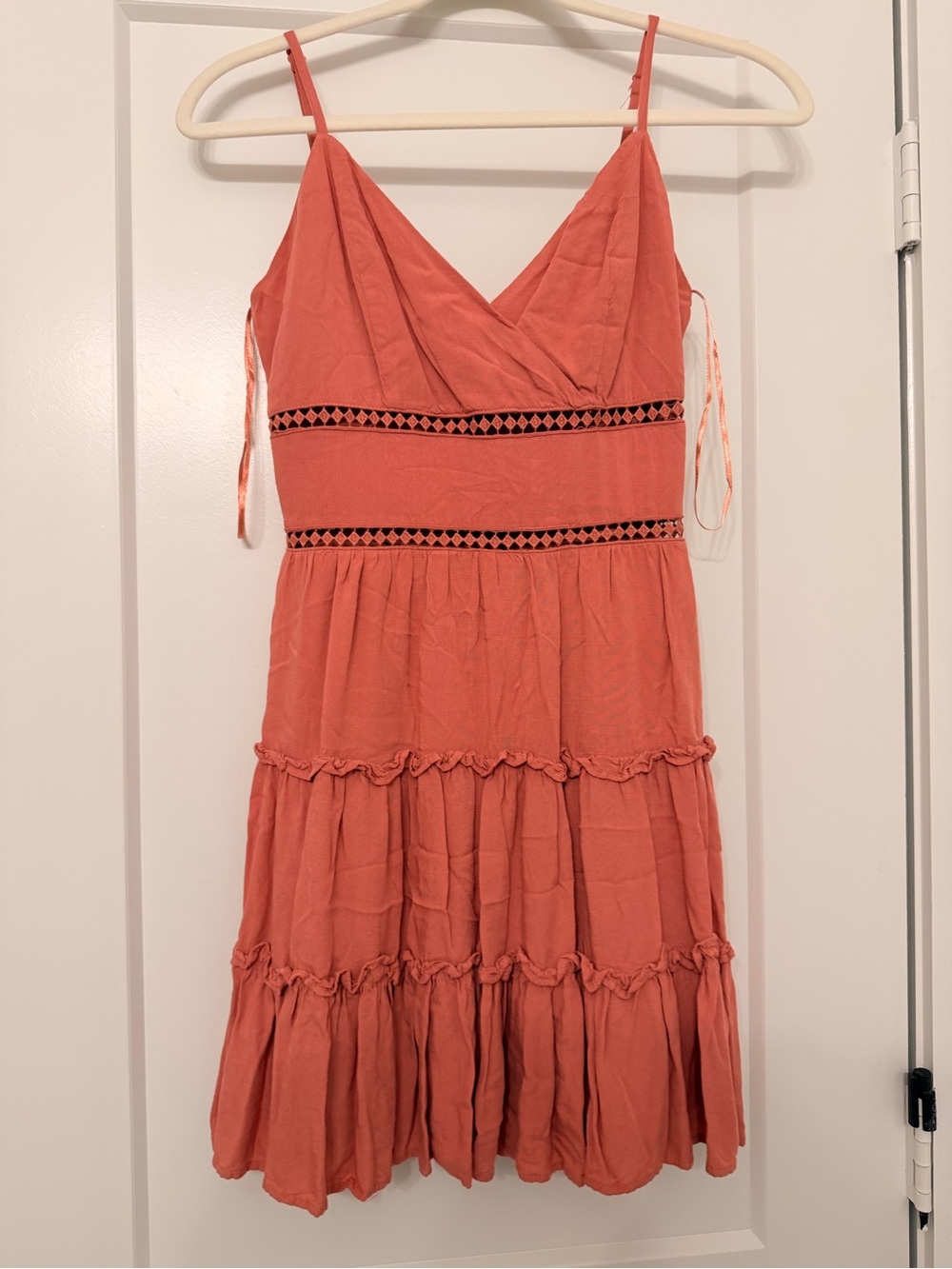 miami Coral Tiered Spaghetti-Strap Midi Dress